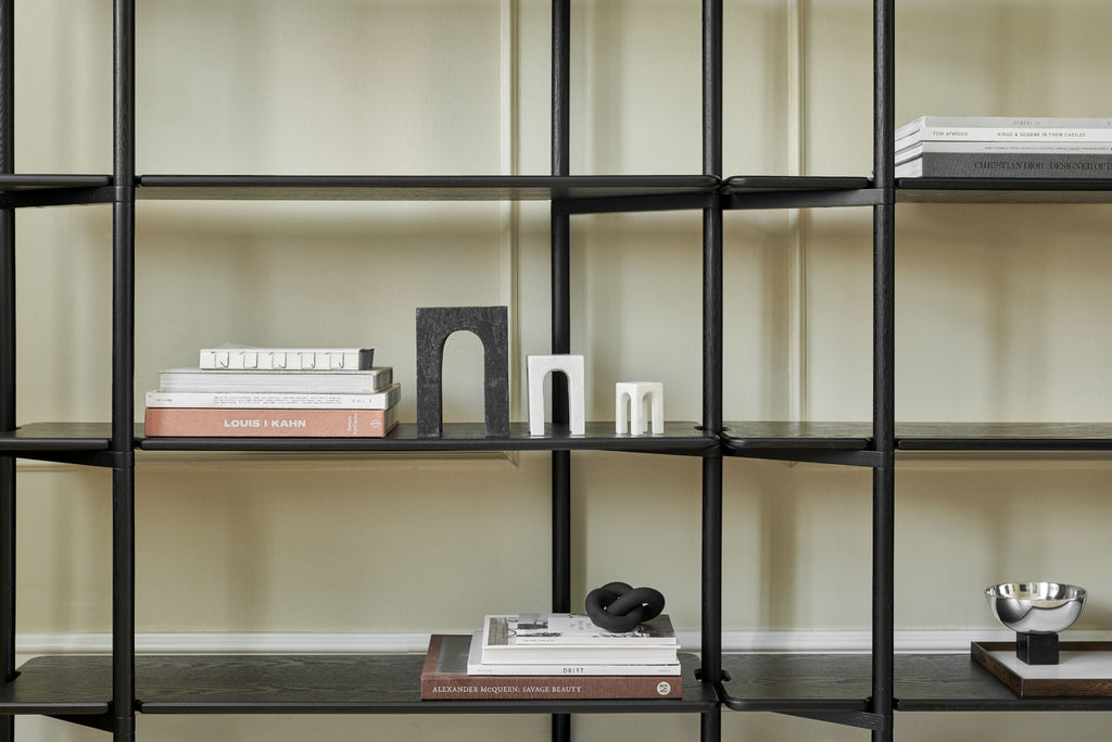 Gejst Invi Module 1 Black Oak Bookcase - Modular Glass Shelf, Compact