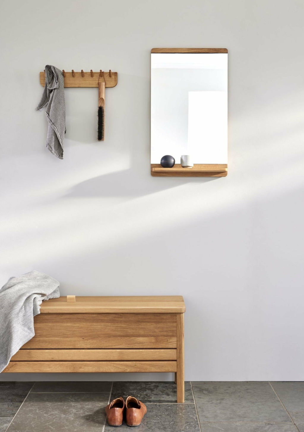 Form & Refine Rim Wall Mirror with Shelf — Oak, Infinity Glass Finish