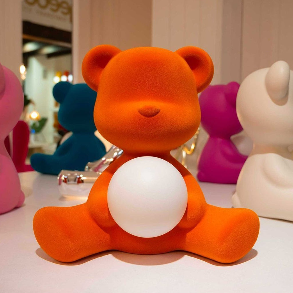 Qeeboo Teddy Girl Led Rechargeable Table Lamp Velvet Finish, Fuxia