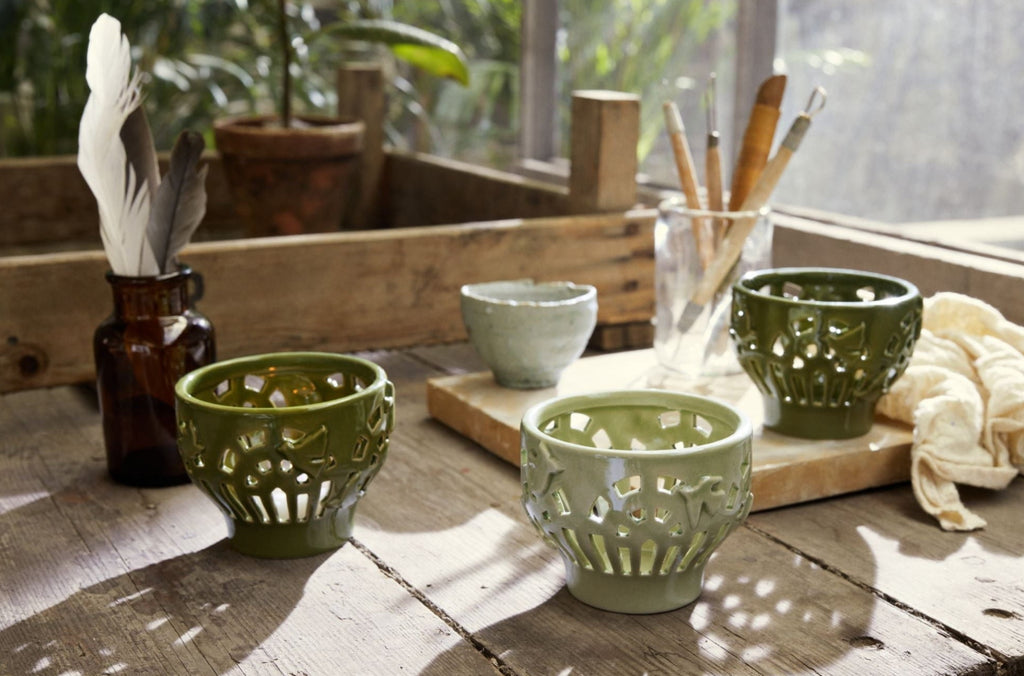 Kähler Orangery Tealight Holder Ø9.5 cm, Green Garden