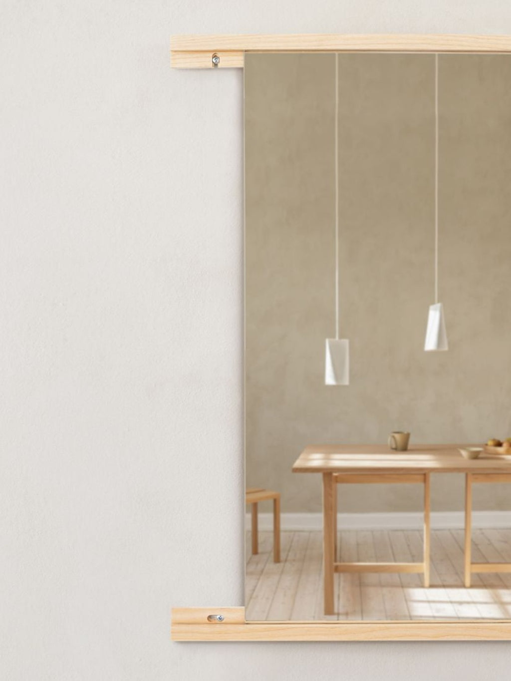 Minimalist Moebe Rectangular Wall Mirror in Ash - 101.8x70 cm