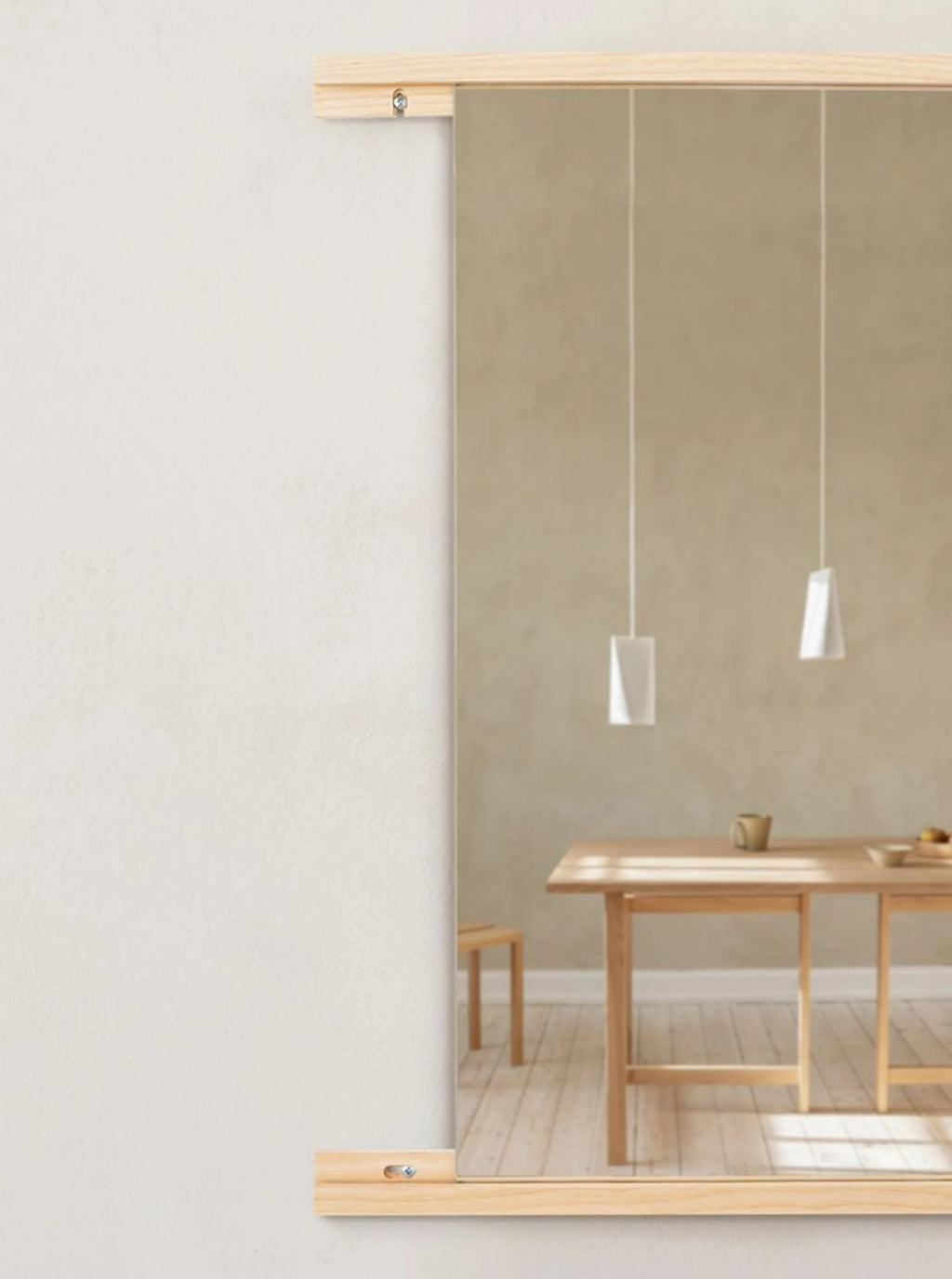 Minimalist Moebe Rectangular Wall Mirror in Ash - 101.8x70 cm