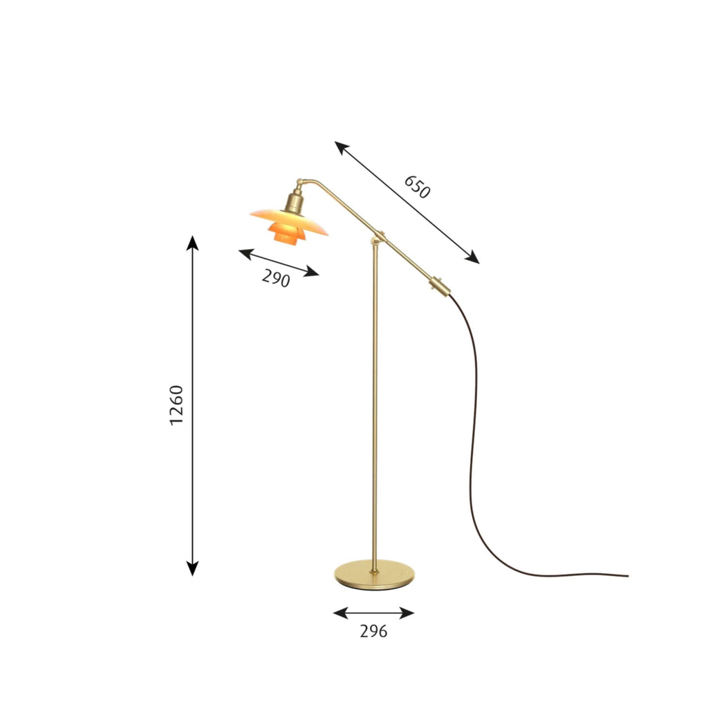 Louis Poulsen Ph 3/2 Amber Coloured Glass Floor Lamp "The Water Pump" Special Edition