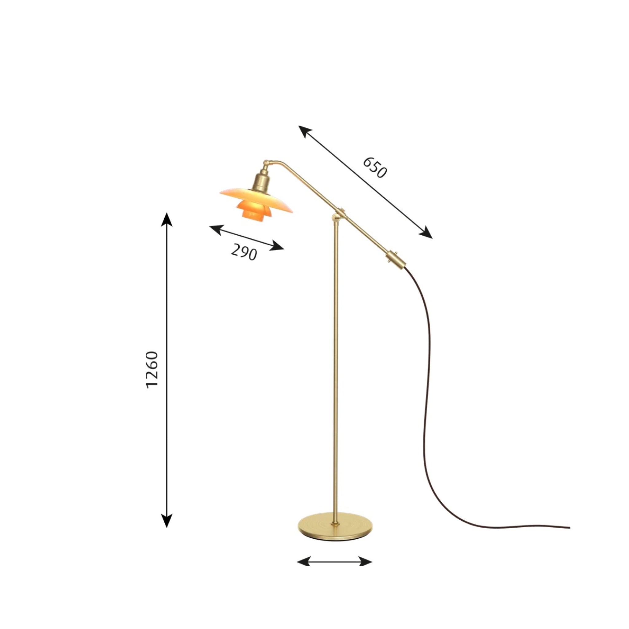 Louis Poulsen Ph 3/2 Amber Coloured Glass Floor Lamp "The Water Pump" Special Edition