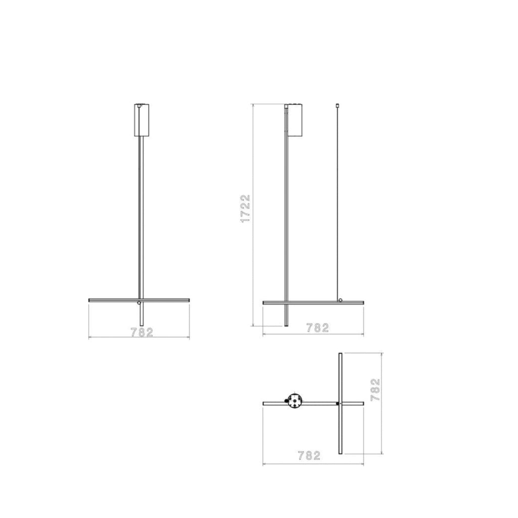 Flos Coordinates C1 Long Ceiling Lamp, Argent