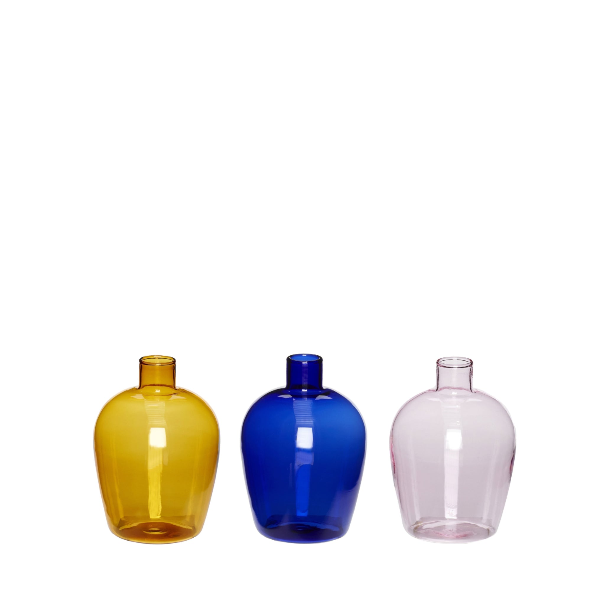 Hübsch Play Vase Glass Amber/Blue/Pink S/3, øx H 7x10 Cm
