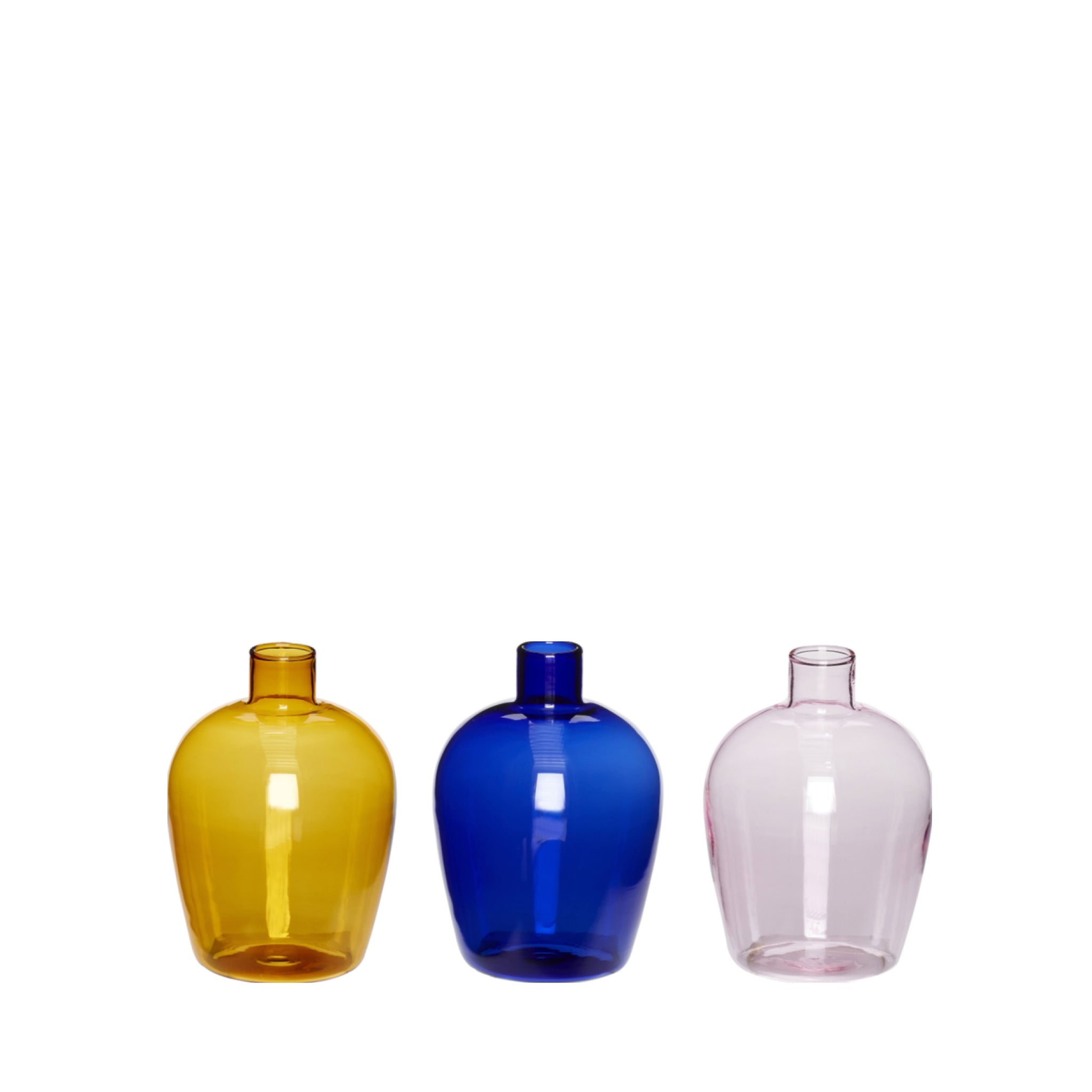 Hübsch Play Vase Glass Amber/Blue/Pink S/3, øx H 7x10 Cm