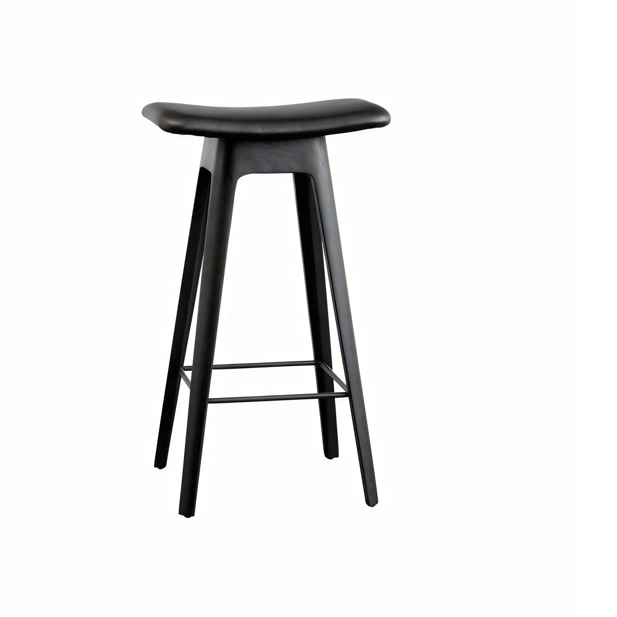 Andersen Furniture HC1 Bar Stool Black Oak, Black Leather Seat, H 67cm