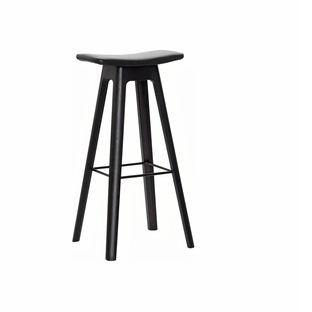 Andersen Furniture HC1 Bar Stool Black Oak, Black Leather Seat, H 80cm