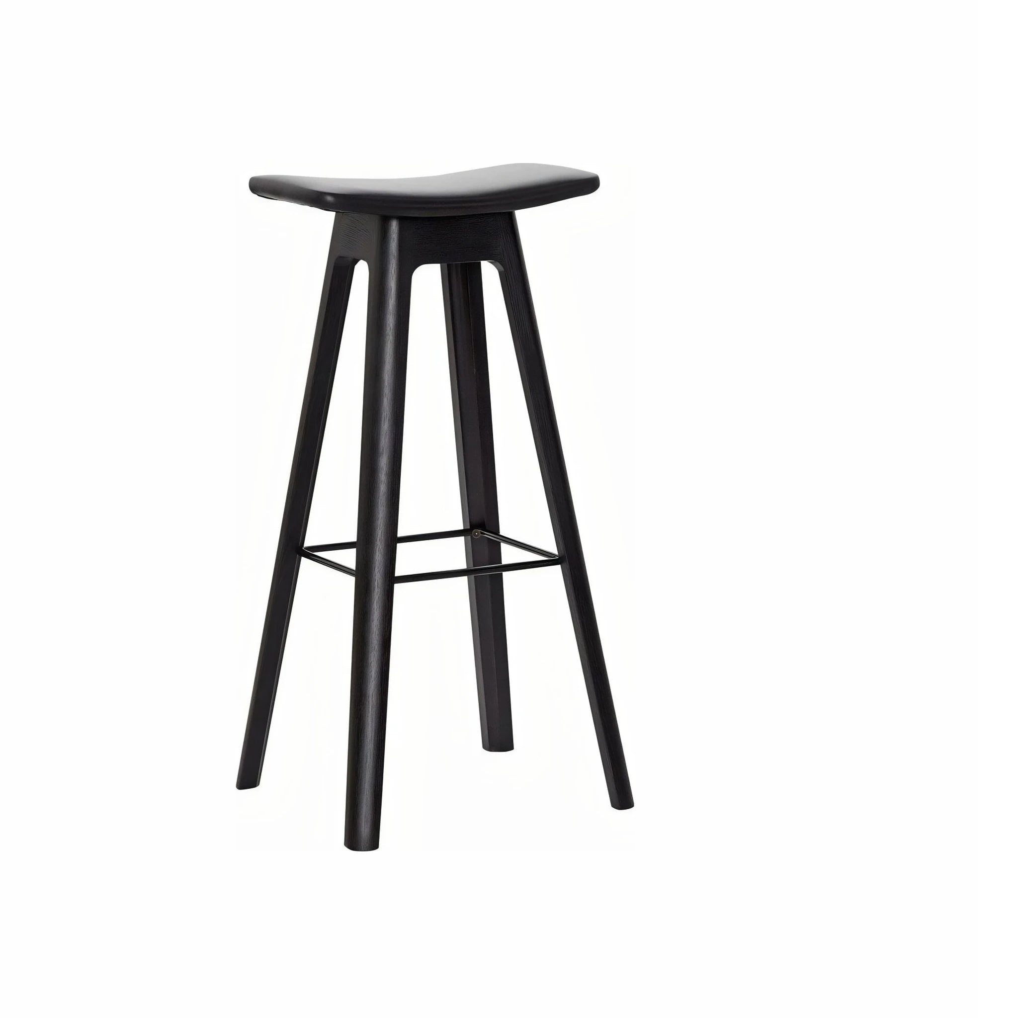 Andersen Furniture HC1 Bar Stool Black Oak, Black Leather Seat, H 80cm