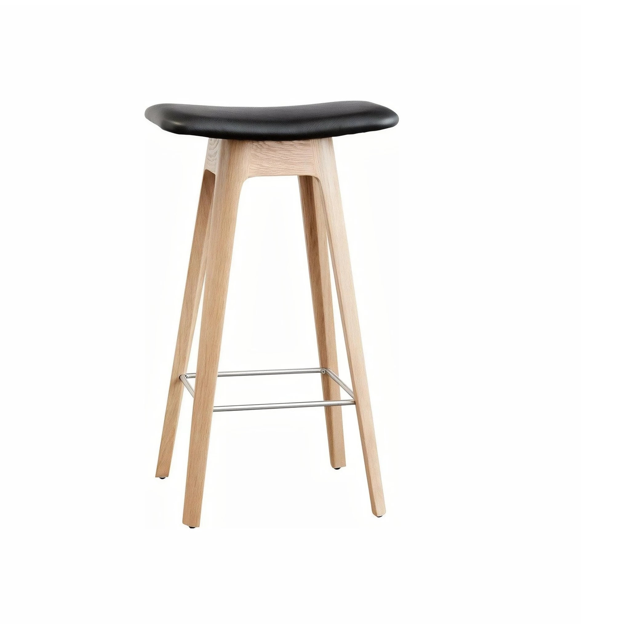 Andersen Furniture HC1 Bar Stool Oak, Black Leather Seat, H 67cm
