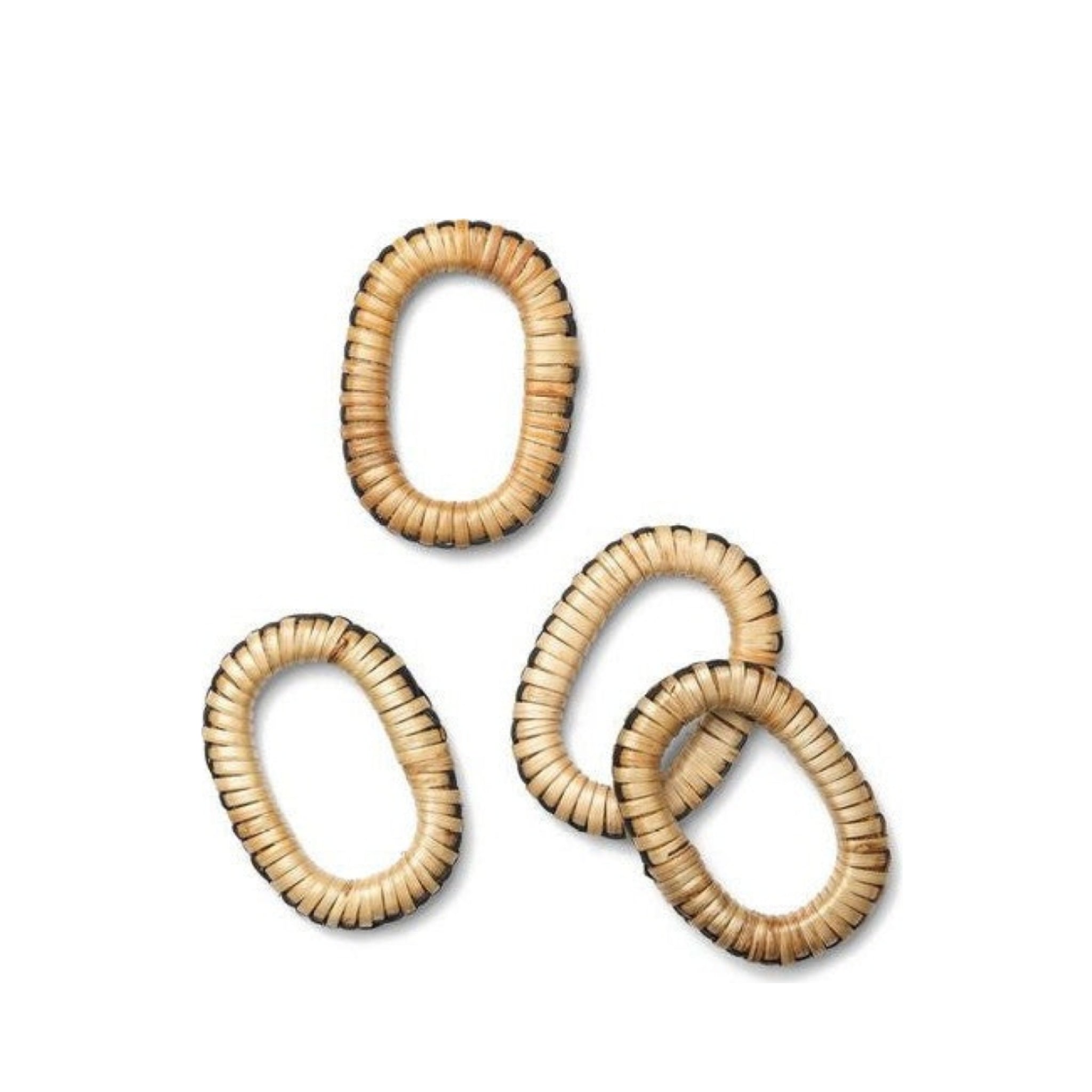 Ferm Living Weave Napkin Rings, Set Of 4, Natural/Black