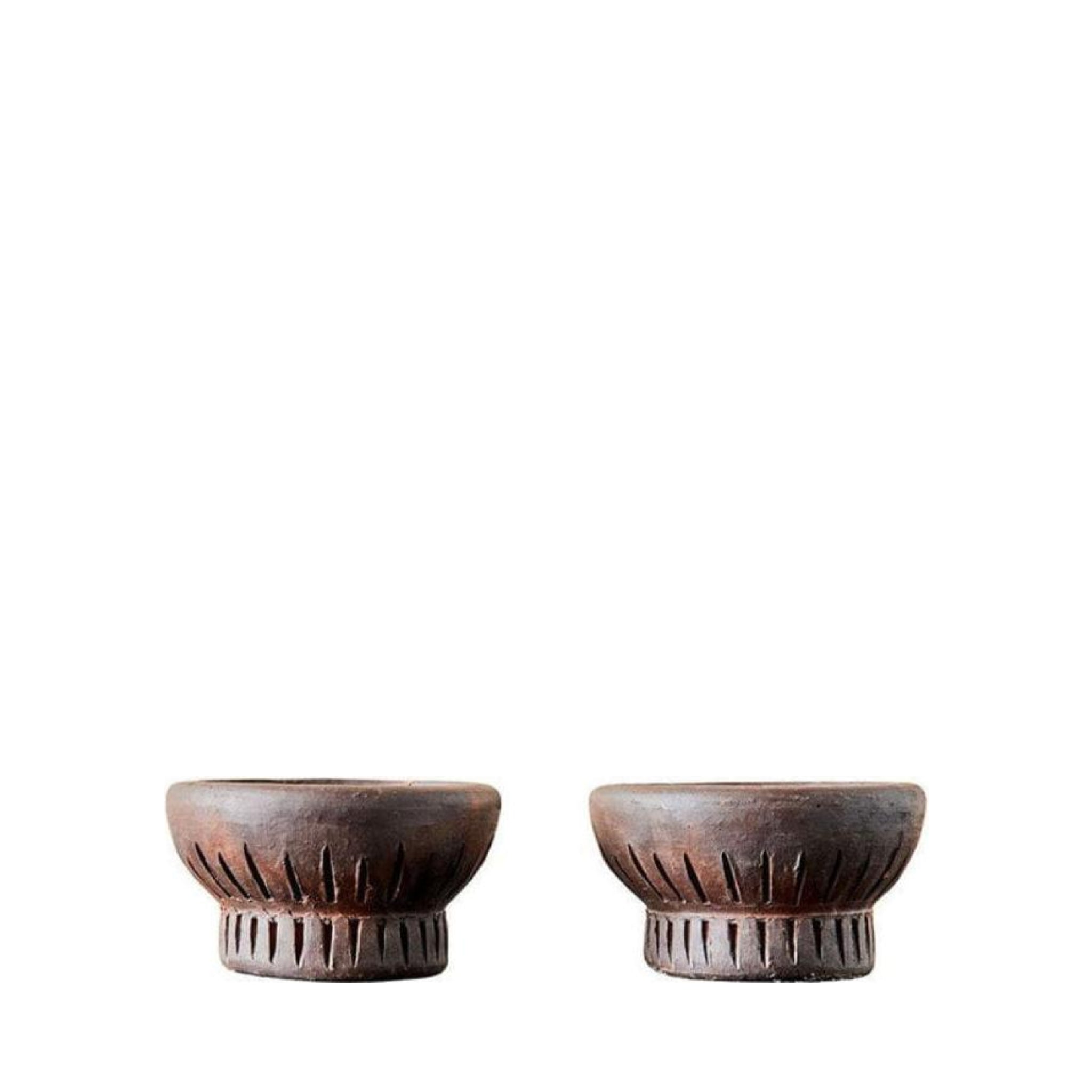 Muubs Fire Tealight Holder 2 Pcs, Brown/Black