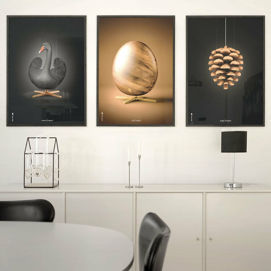 Brainchild Swan Classic Poster Without Frame A5, Black/Black Background