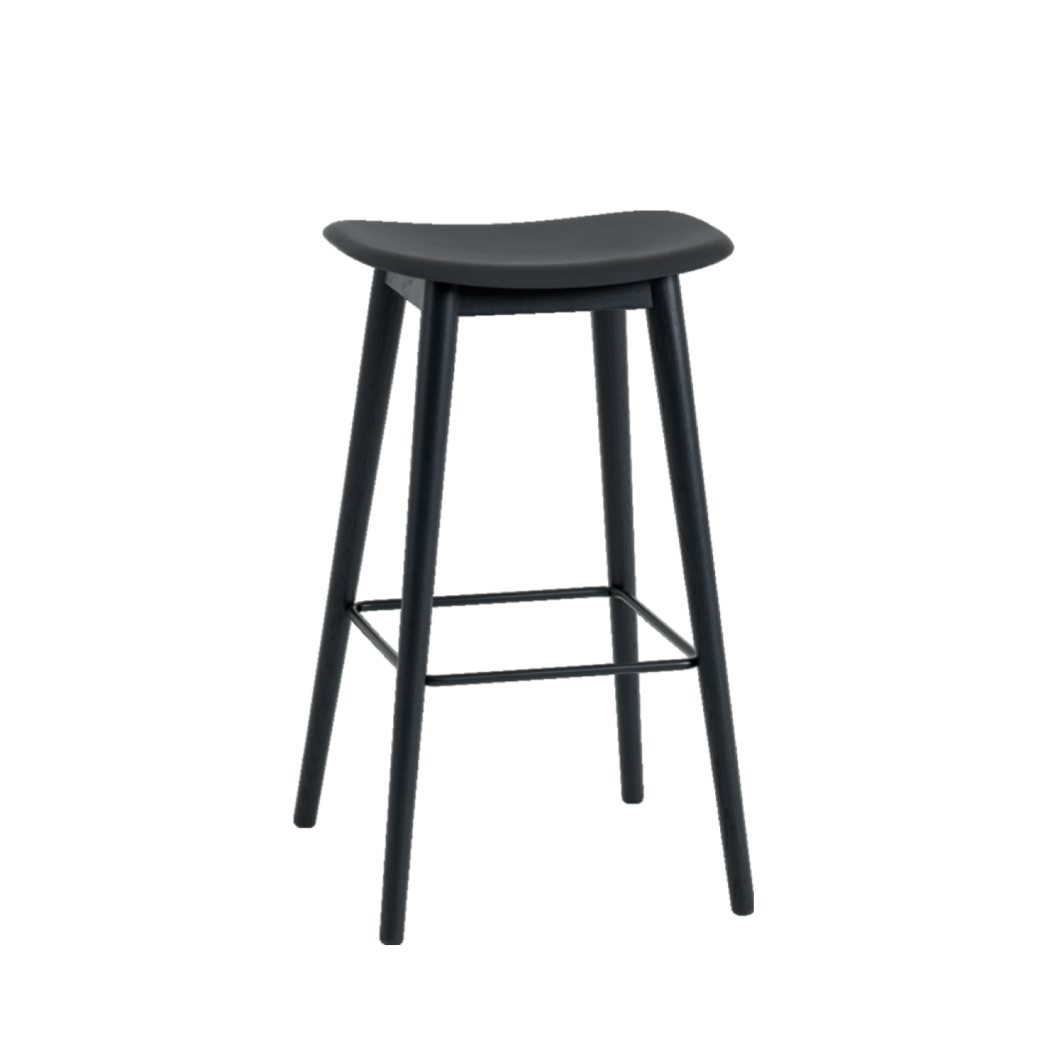 Muuto Fiber Bar Chair Wood Base Black/Black Plastic Seat