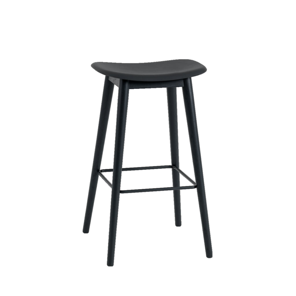 Muuto Fiber Bar Chair Wood Base Black/Black Plastic Seat
