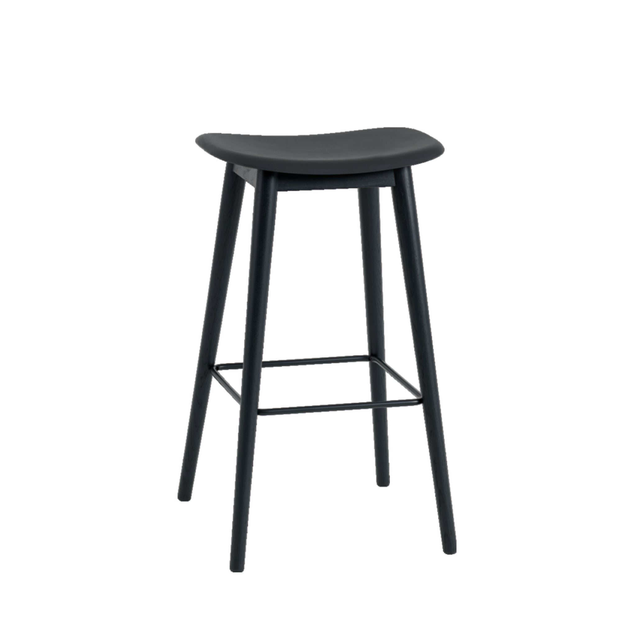 Muuto Fiber Bar Chair Wood Base Black/Black Plastic Seat