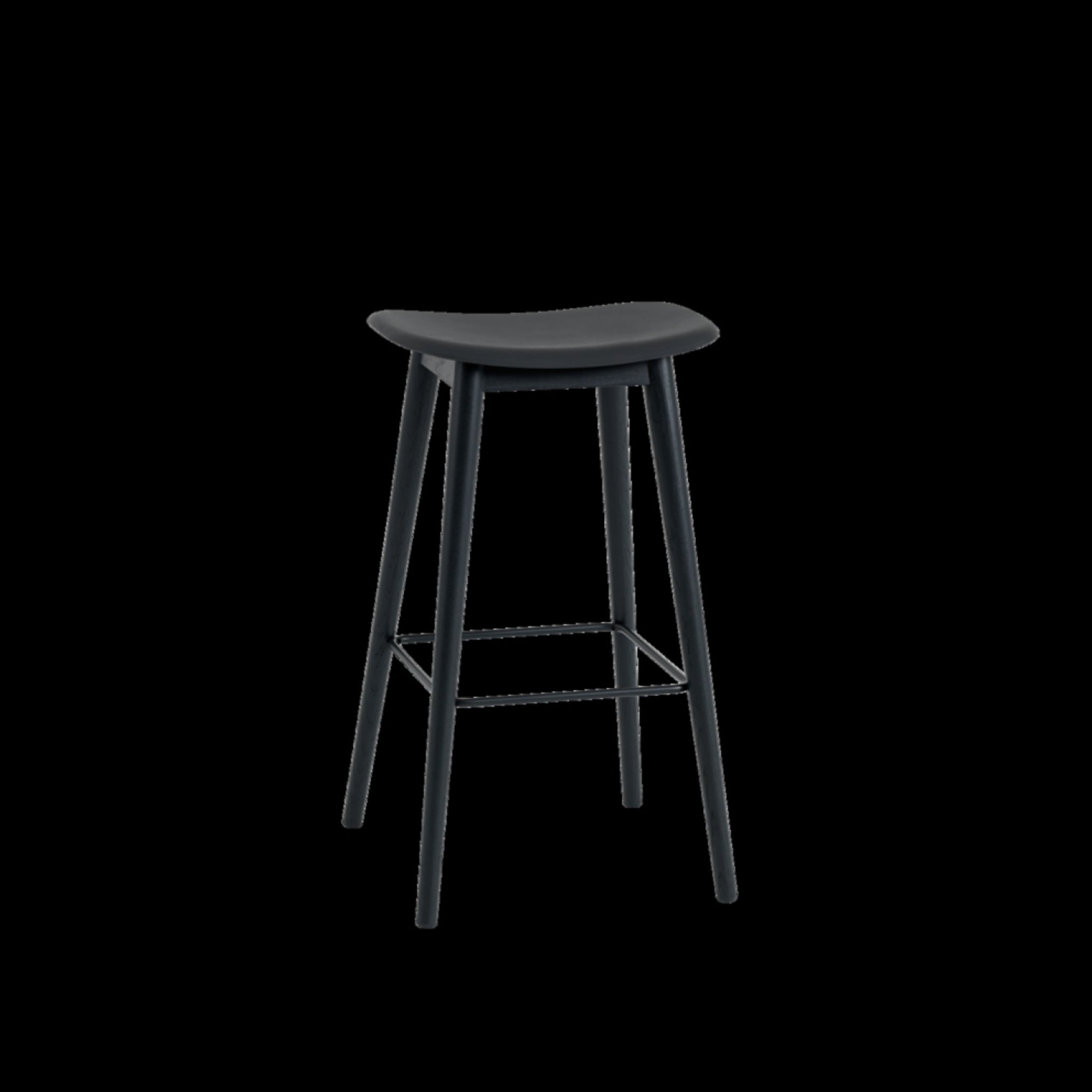 Muuto Fiber Bar Chair Wood Base Black/Black Plastic Seat