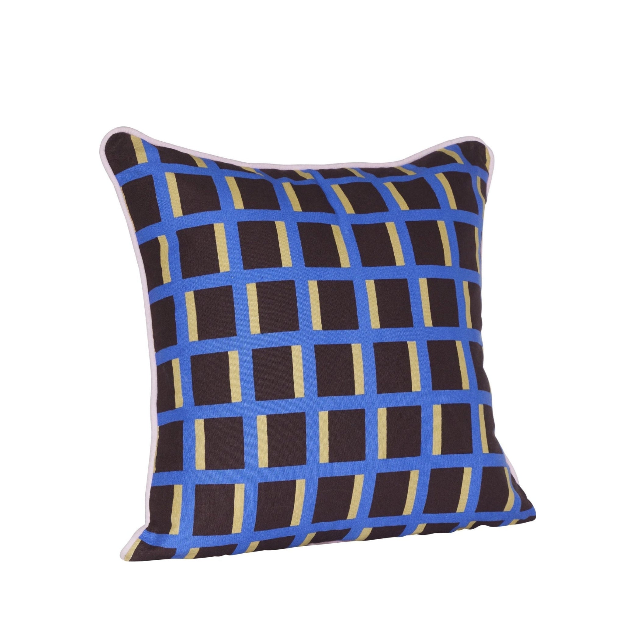 Hübsch Agenda Cushion, Multicolor/Brown/Blue