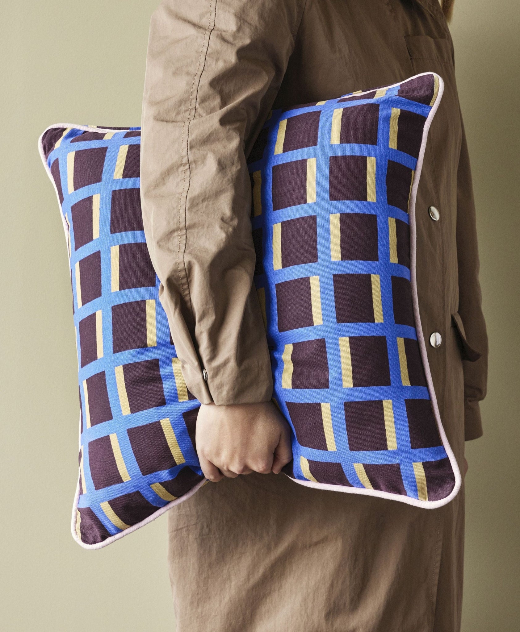 Hübsch Agenda Cushion, Multicolor/Brown/Blue