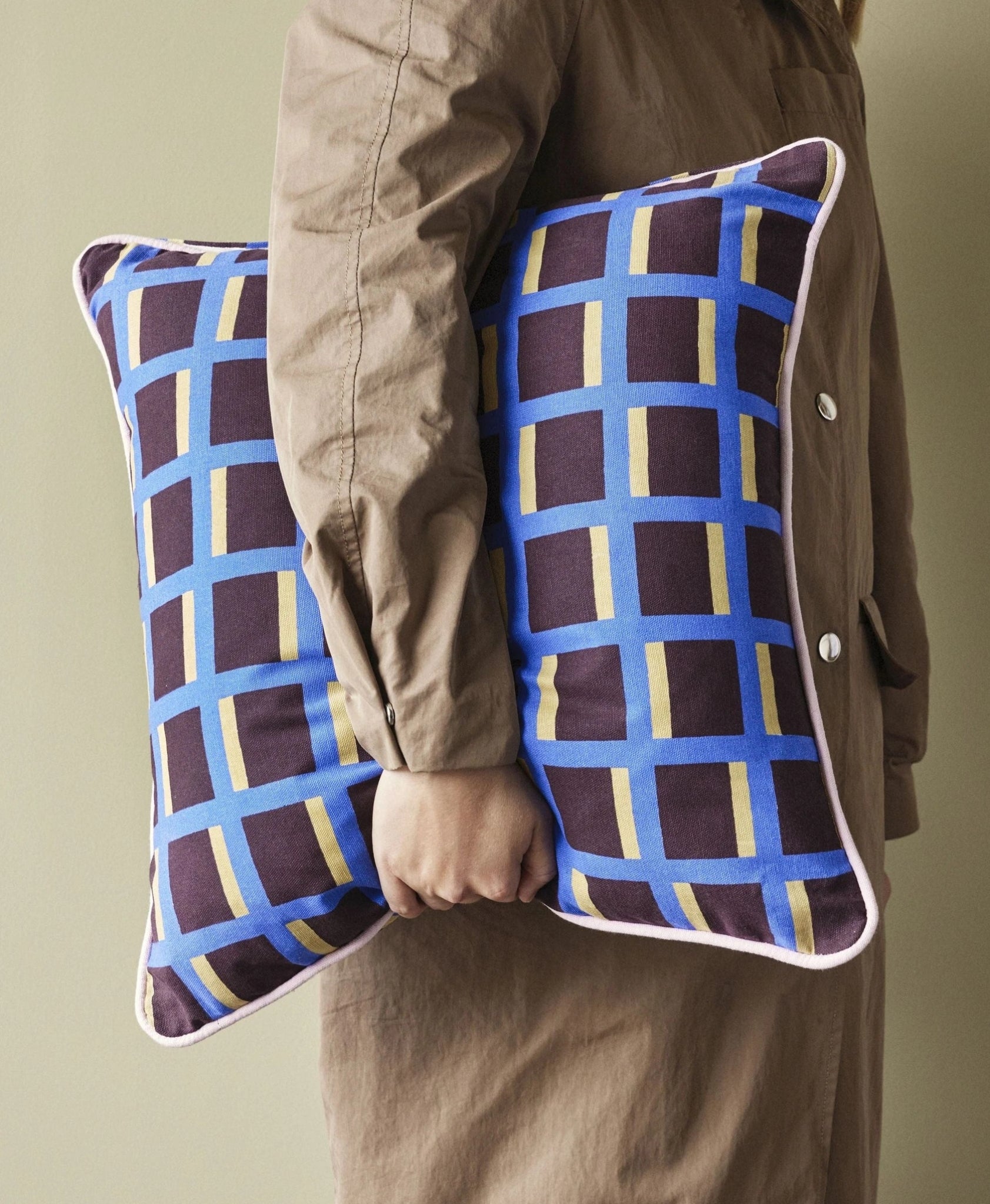 Hübsch Agenda Cushion, Multicolor/Brown/Blue