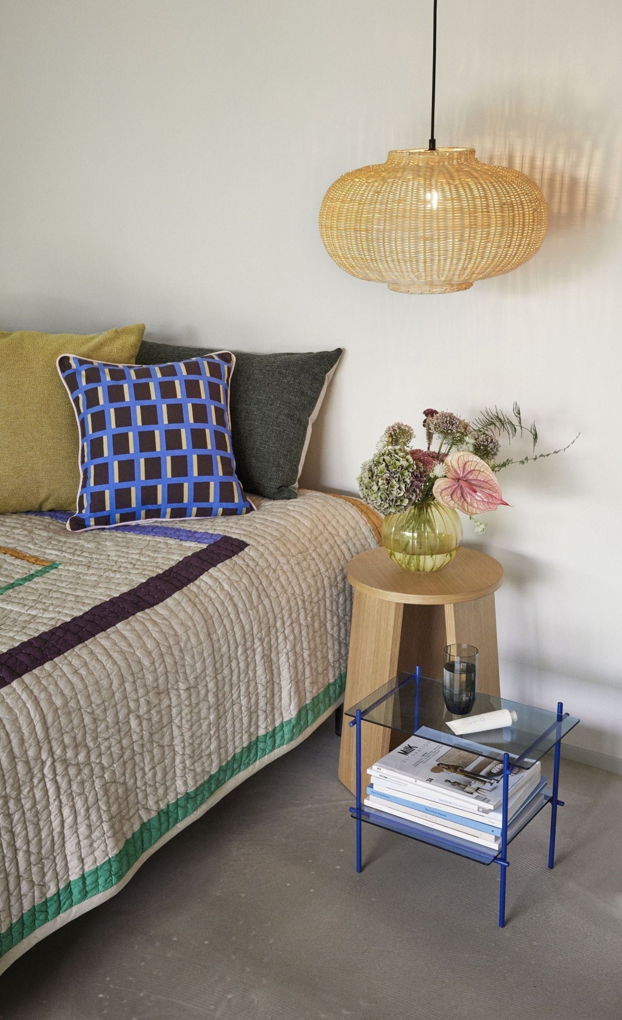 Hübsch Agenda Cushion, Multicolor/Brown/Blue