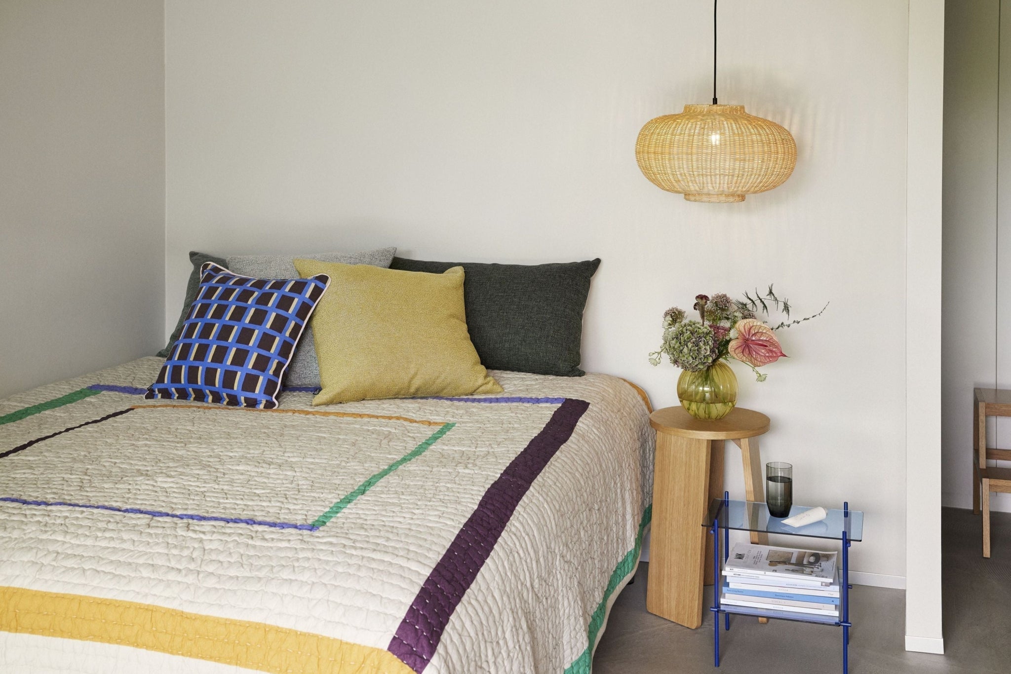 Hübsch Agenda Cushion, Multicolor/Brown/Blue