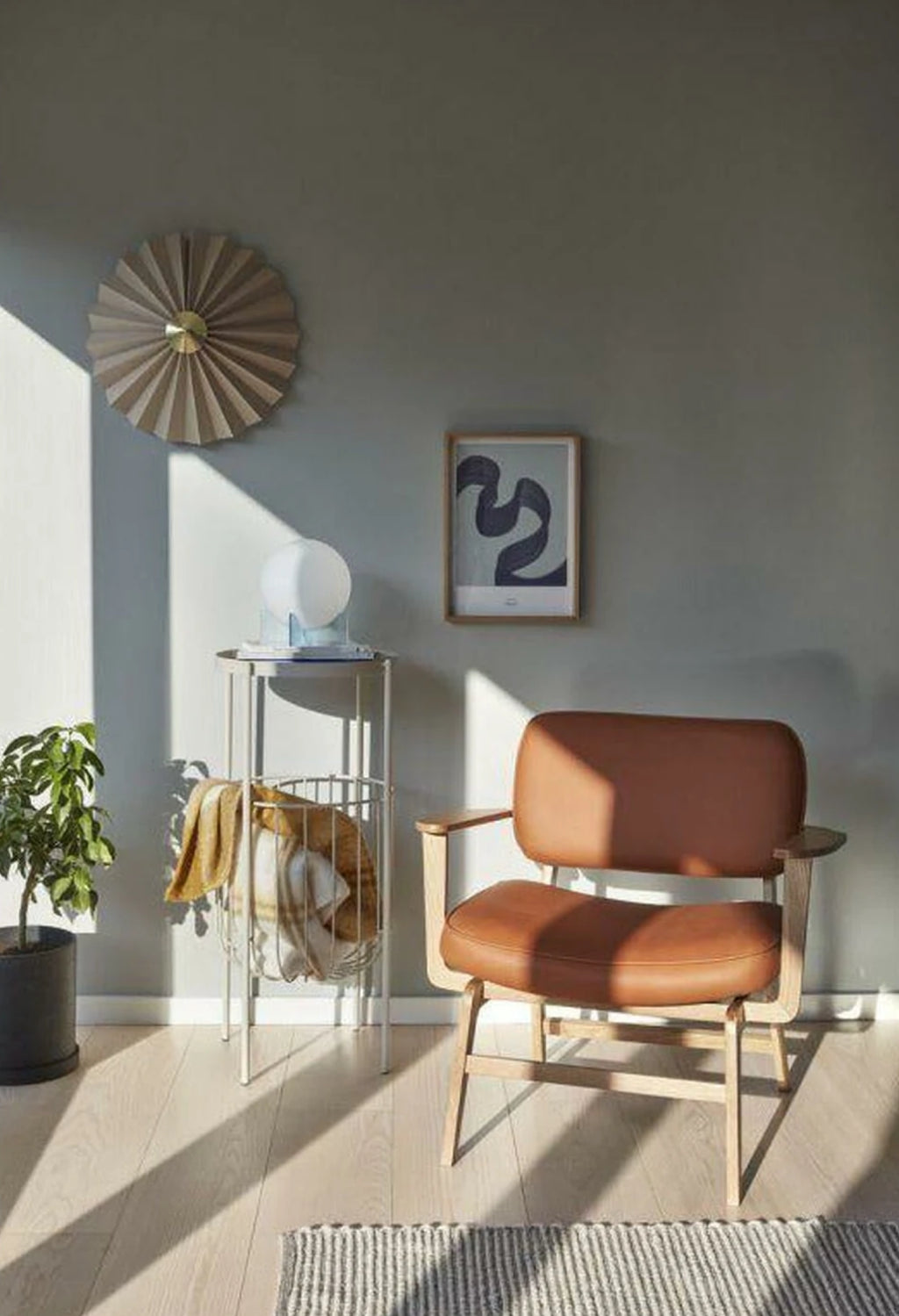 Hübsch Haze Lounge Chair Microfiber/Oak Fsc Oeko Tex Natural/Brow