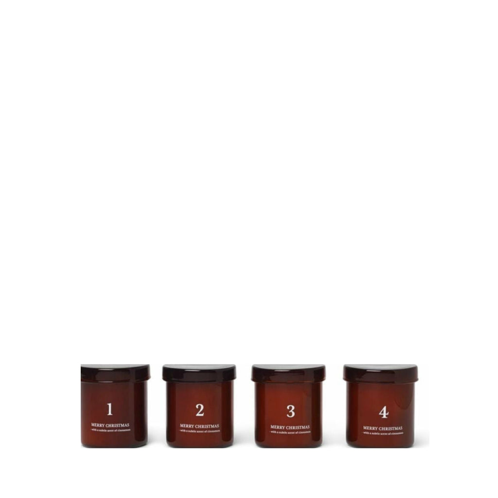 Ferm Living Scented Advent Scented Candles Set Of 4, Red/Brown