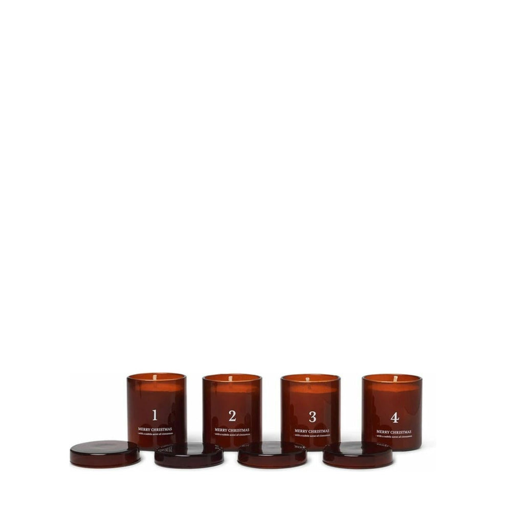 Ferm Living Scented Advent Scented Candles Set Of 4, Red/Brown