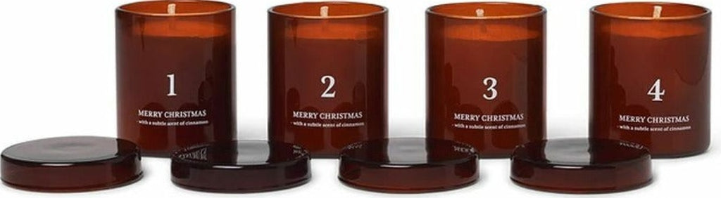 Ferm Living Scented Advent Scented Candles Set Of 4, Red/Brown