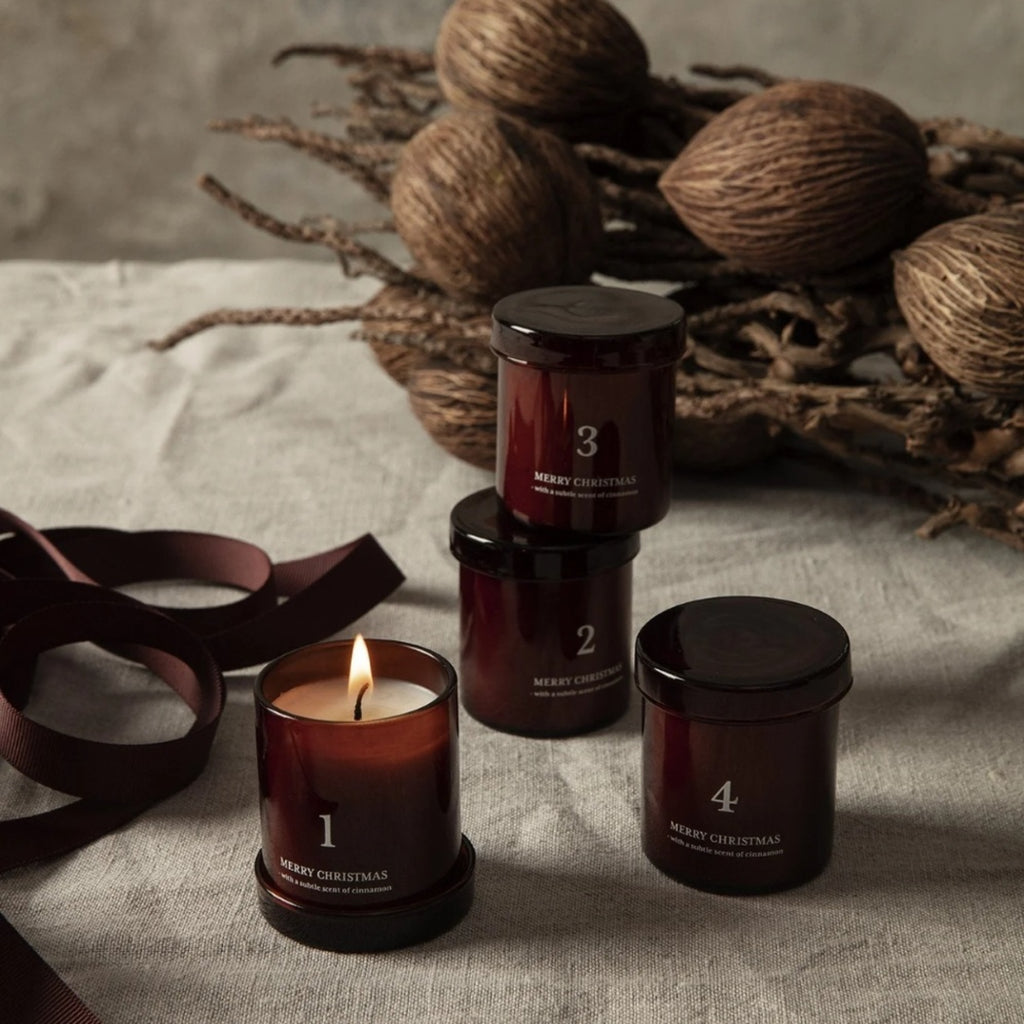 Ferm Living Scented Advent Scented Candles Set Of 4, Red/Brown