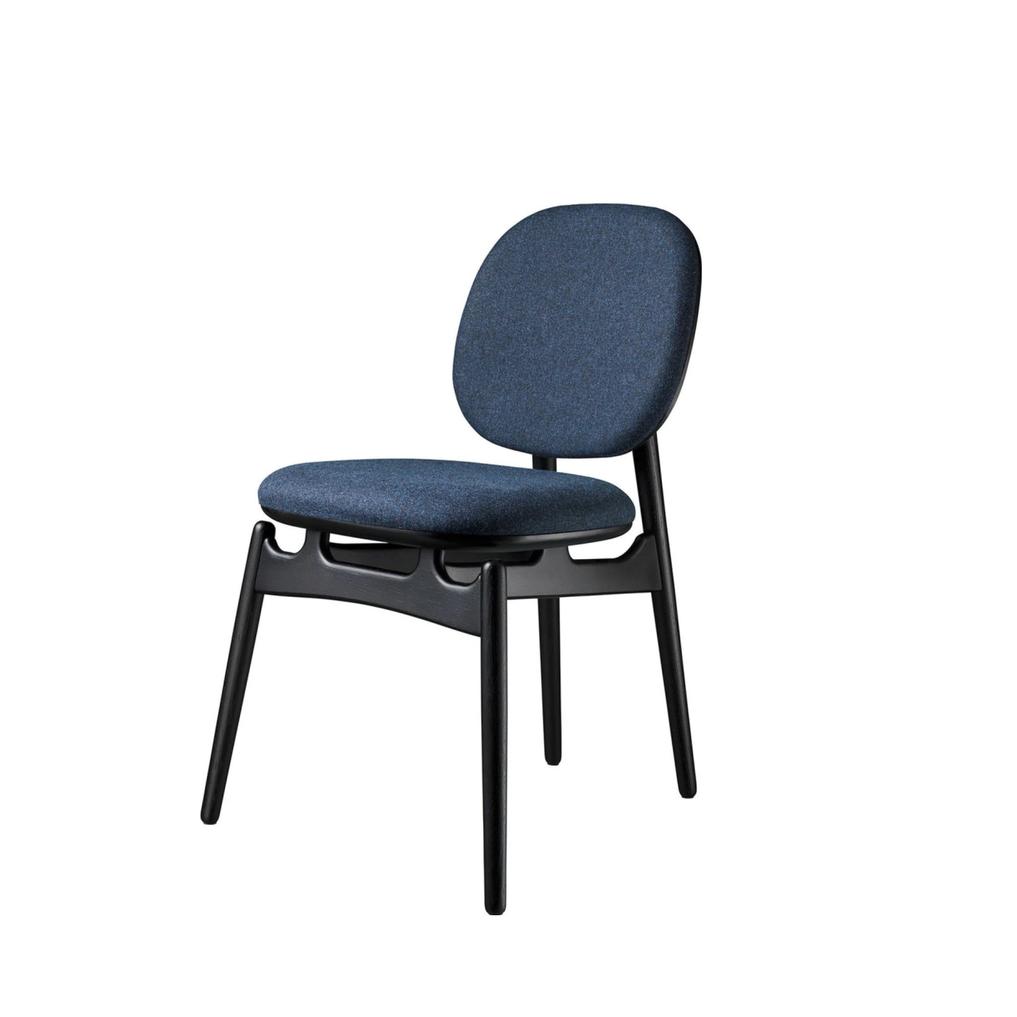 Fdb Møbler J161 Dining Chair, Black Oak/ Dark Blue Textile