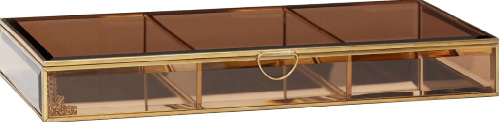 Hübsch Tint Glass Box Brass/Glass Brown, 35x19x5 Cm
