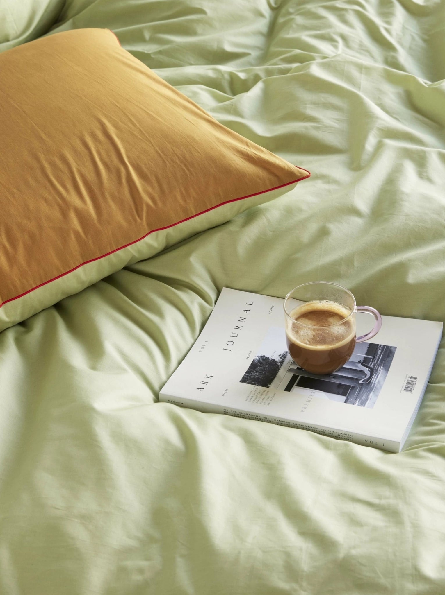 Hübsch Aki Bed Linen 60/200, Orange/Green