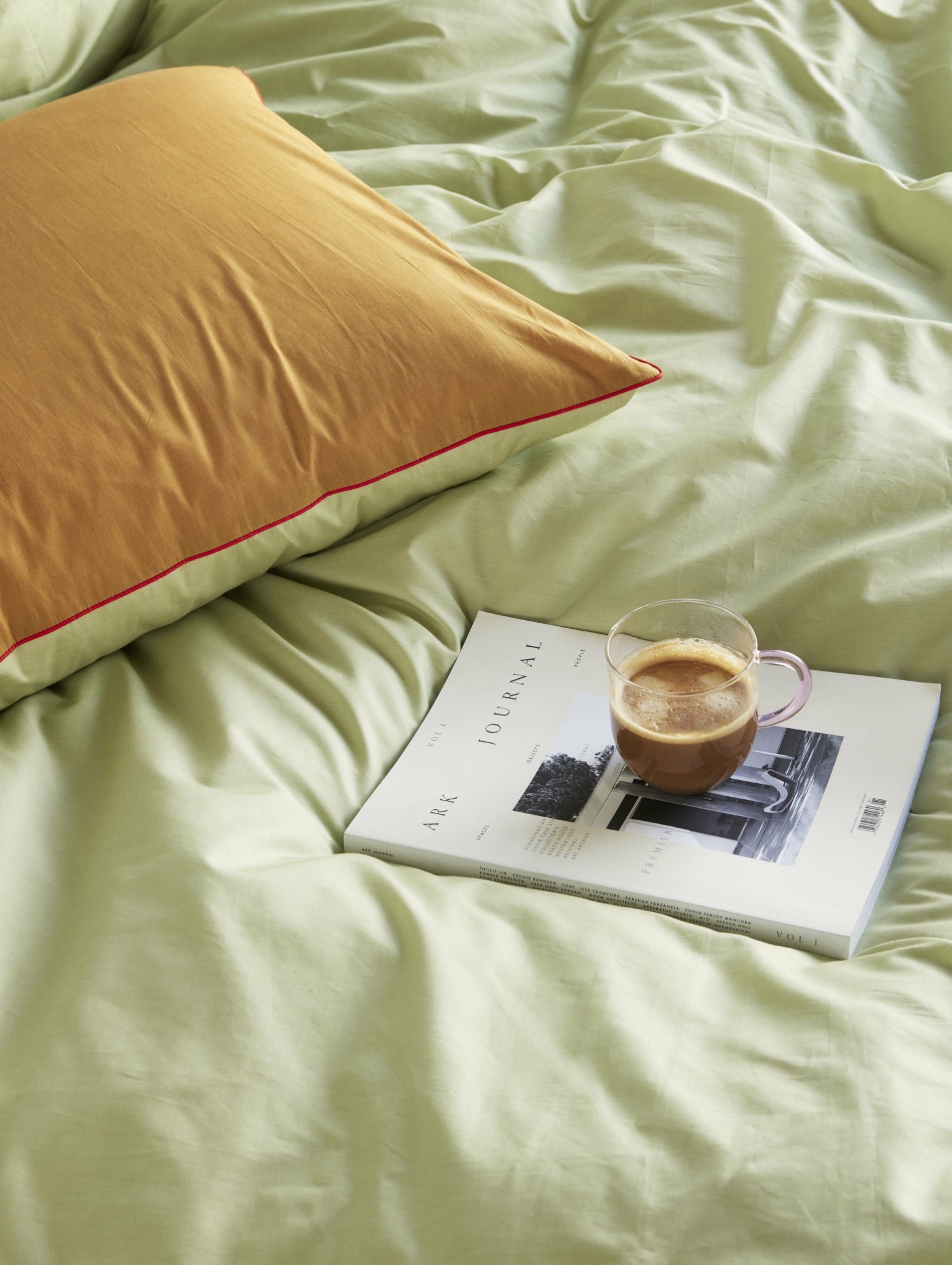 Hübsch Aki Bed Linen 60/200, Orange/Green