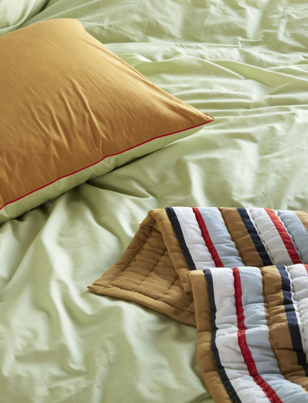 Hübsch Aki Bed Linen 60/200, Orange/Green