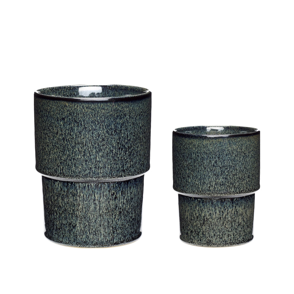 Hübsch Seed Pot Ceramic Blue/Green Set Of 2