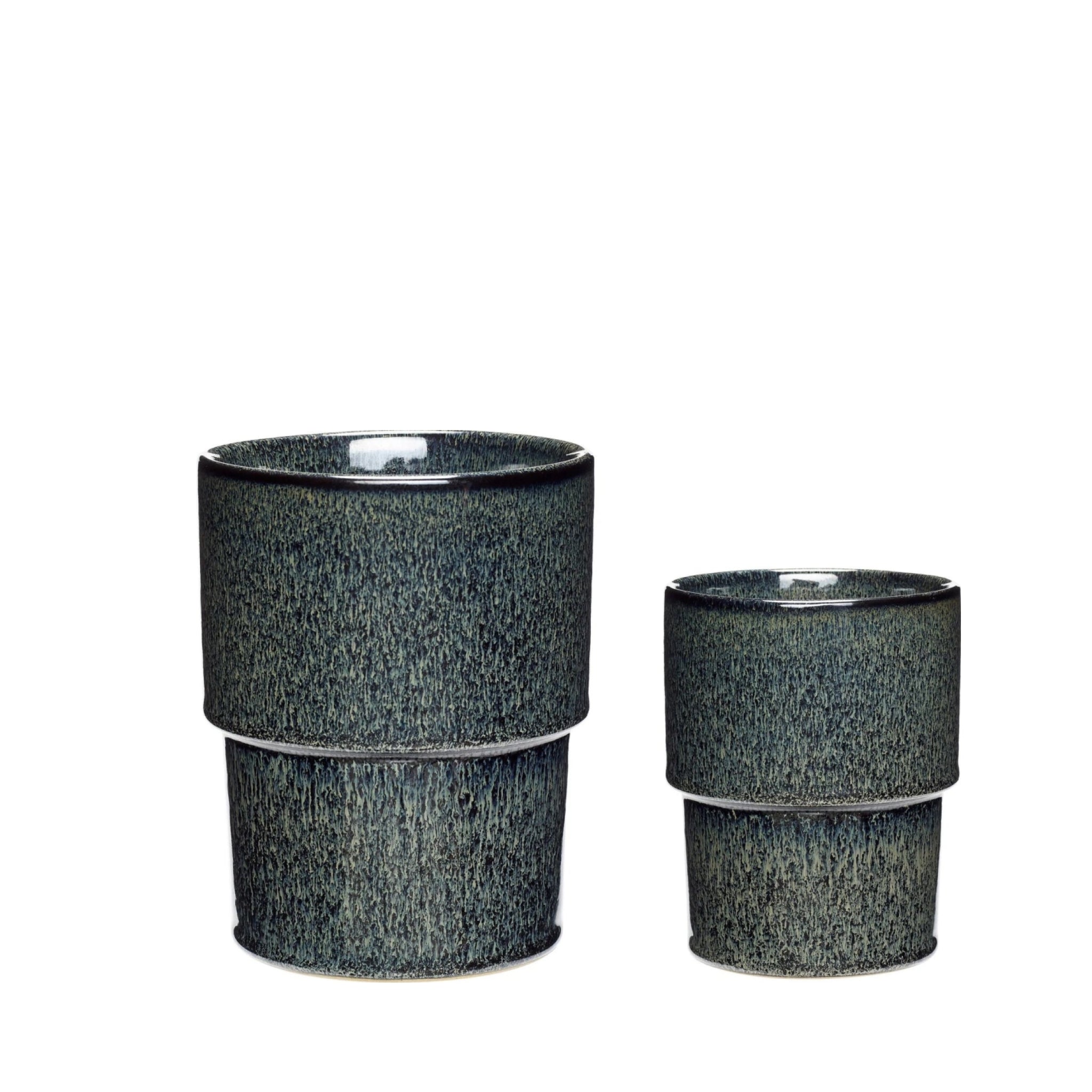 Hübsch Seed Pot Ceramic Blue/Green Set Of 2