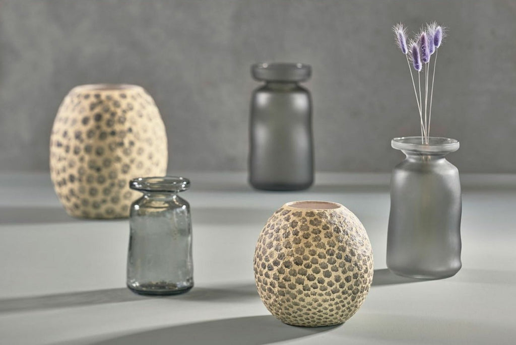 Villa Collection Decorative Vase øx H 18.5x20 Cm, Cream/Grey