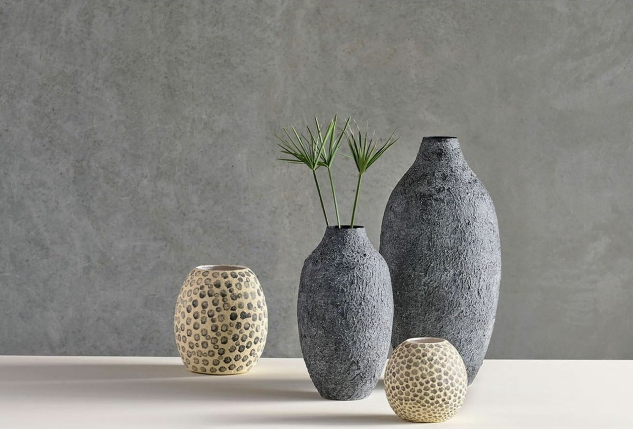 Villa Collection Decorative Vase øx H 18.5x20 Cm, Cream/Grey