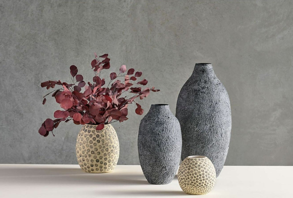 Villa Collection Decorative Vase øx H 18.5x20 Cm, Cream/Grey