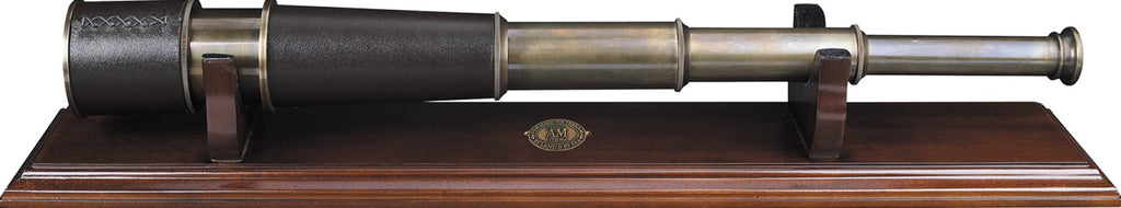 Authentic Models Spyglass Telescope With Leather Panel And Wooden Stand