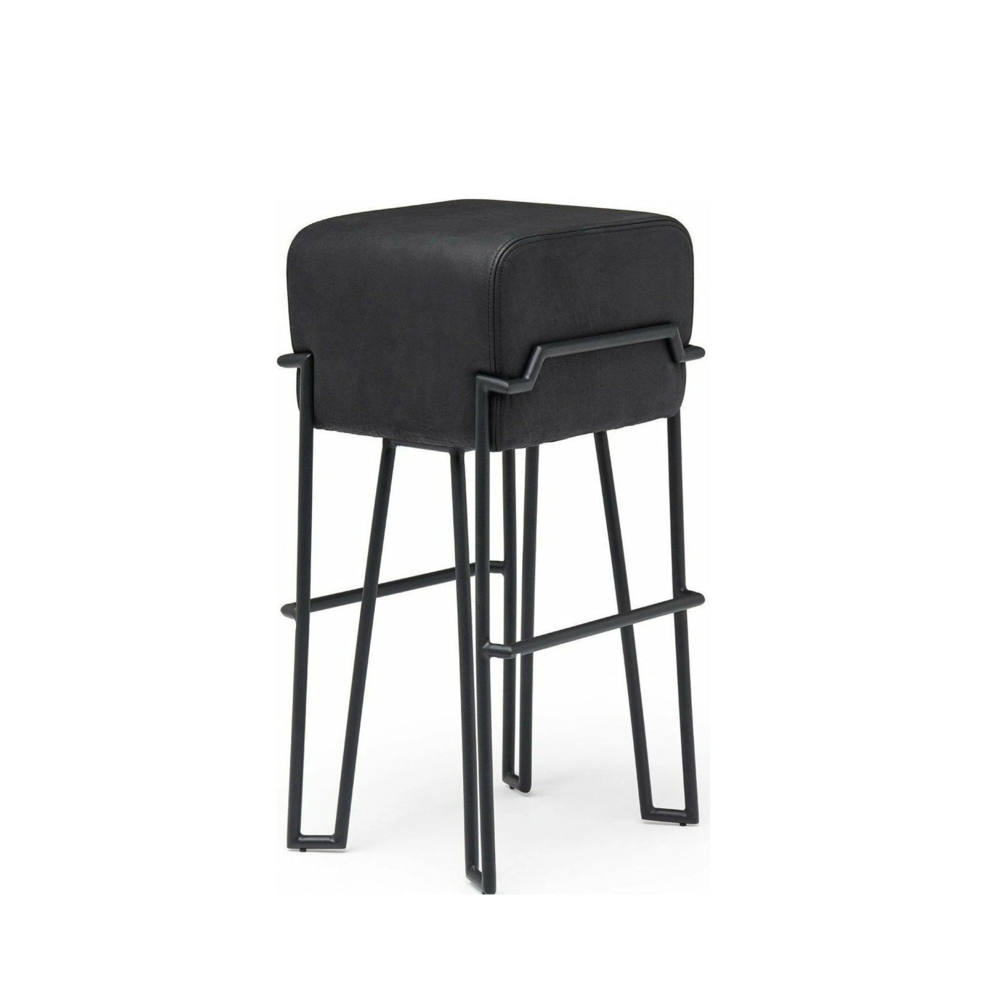 Puik Bokk Bar Stool, Black / Leather Black