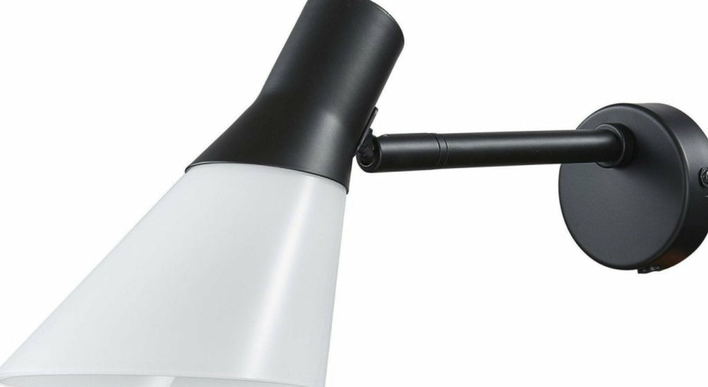 Dyberg Larsen Gent Wall Lamp, Opal/Matt Black