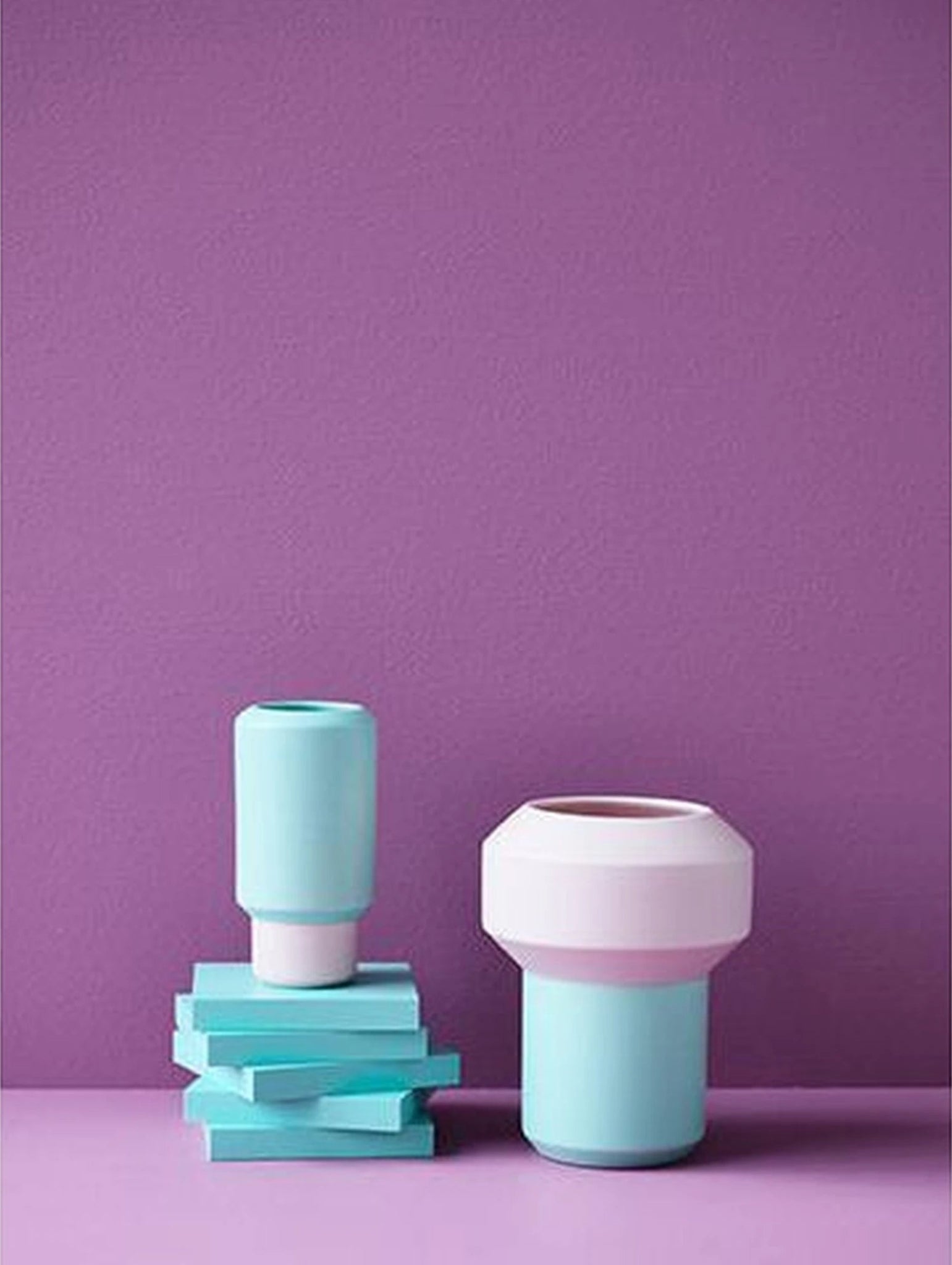 Lucie Kaas Fumario Vase Pink/Mint, 16,5cm