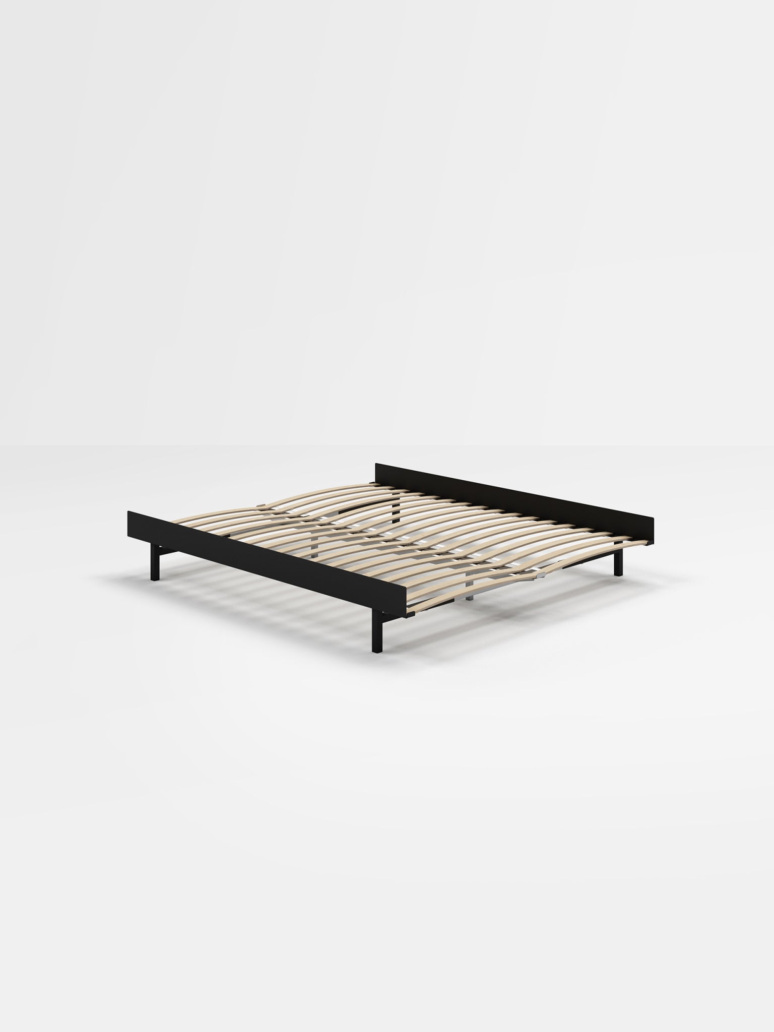 Minimalist Black Moebe Bed with Slats - Adjustable 160 cm Steel Frame