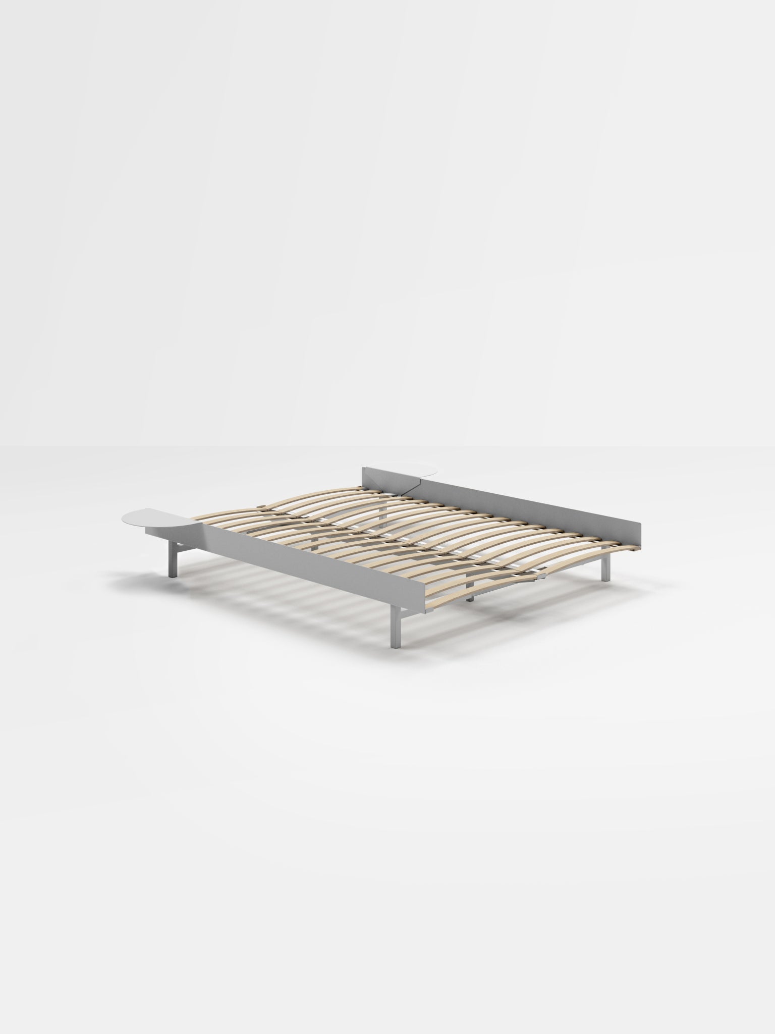 Moebe Bed, 140 Cm, Slats, 2x Side Table, Stainless Steel