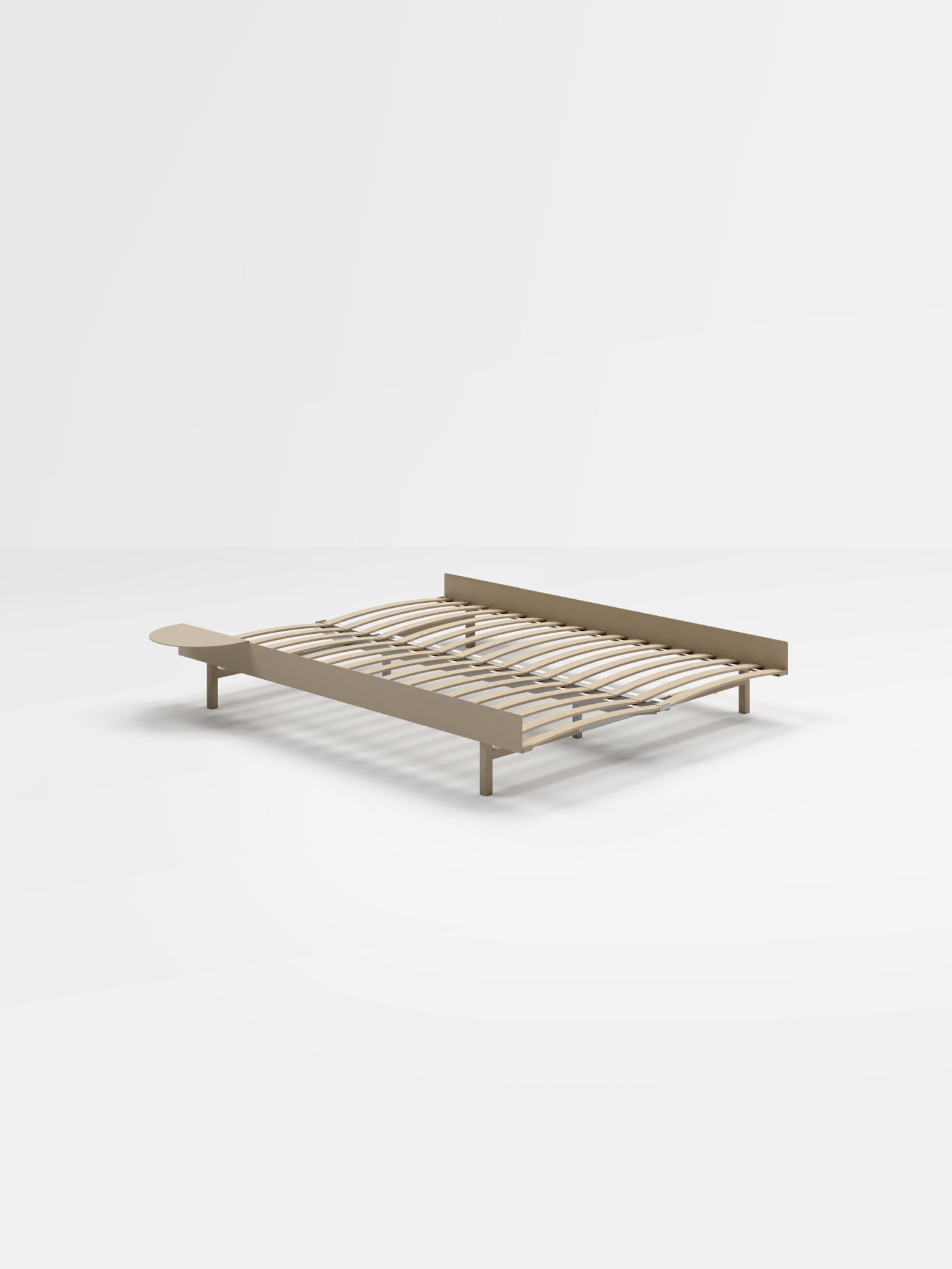 Moebe Bed, 150 Cm, Slats, 1x Side Table, Sand