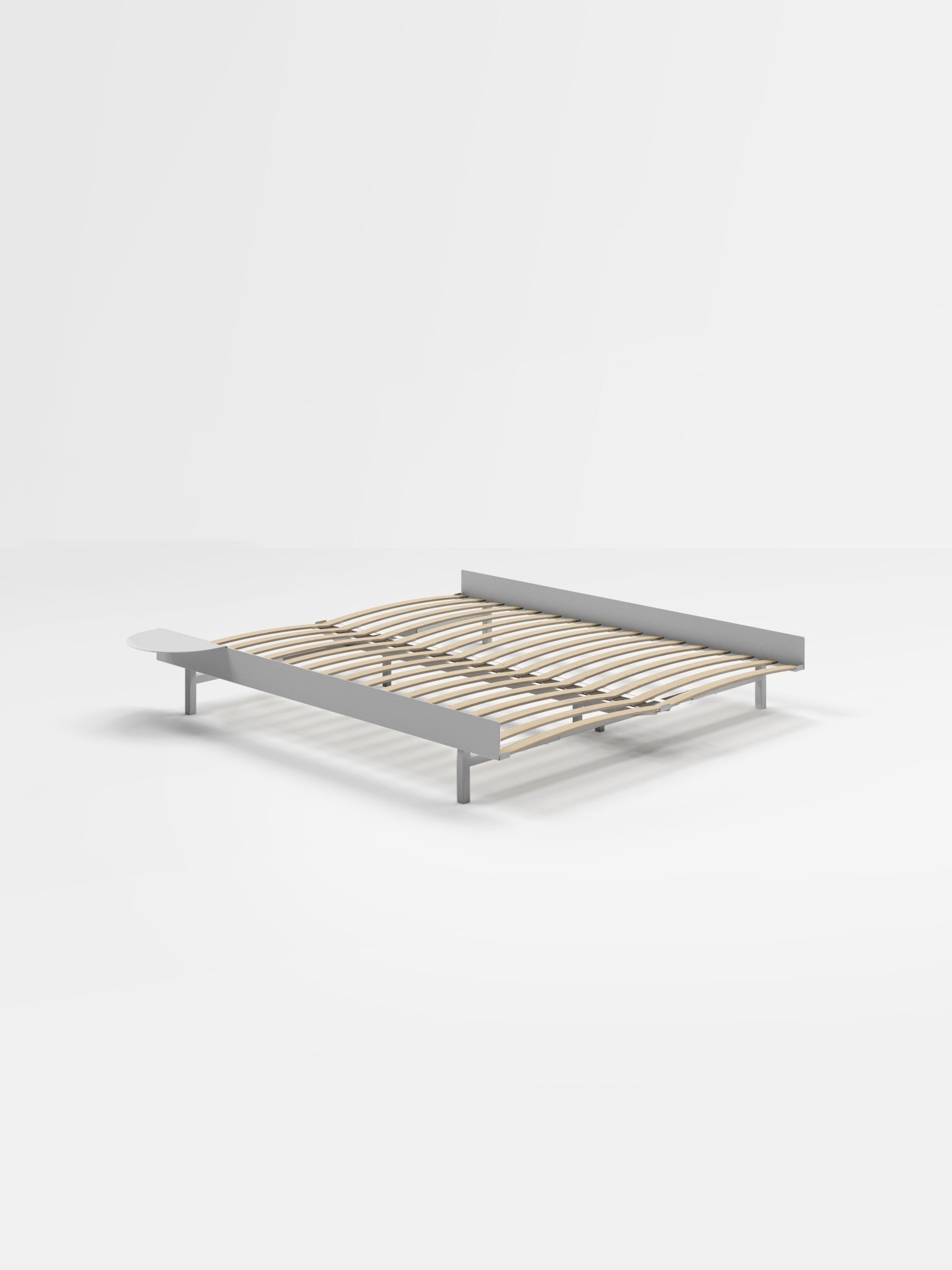 Moebe Bed, 150 Cm, Slats, 1x Side Table, Stainless Steel